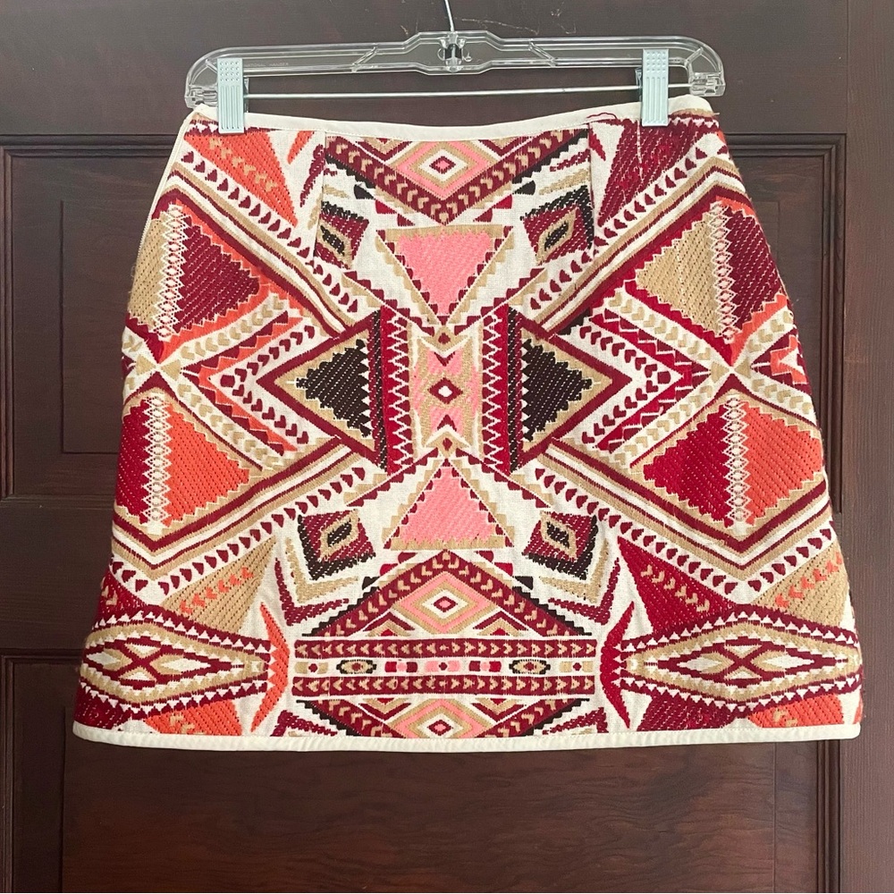 Geometric Embroidered Mini Skirt